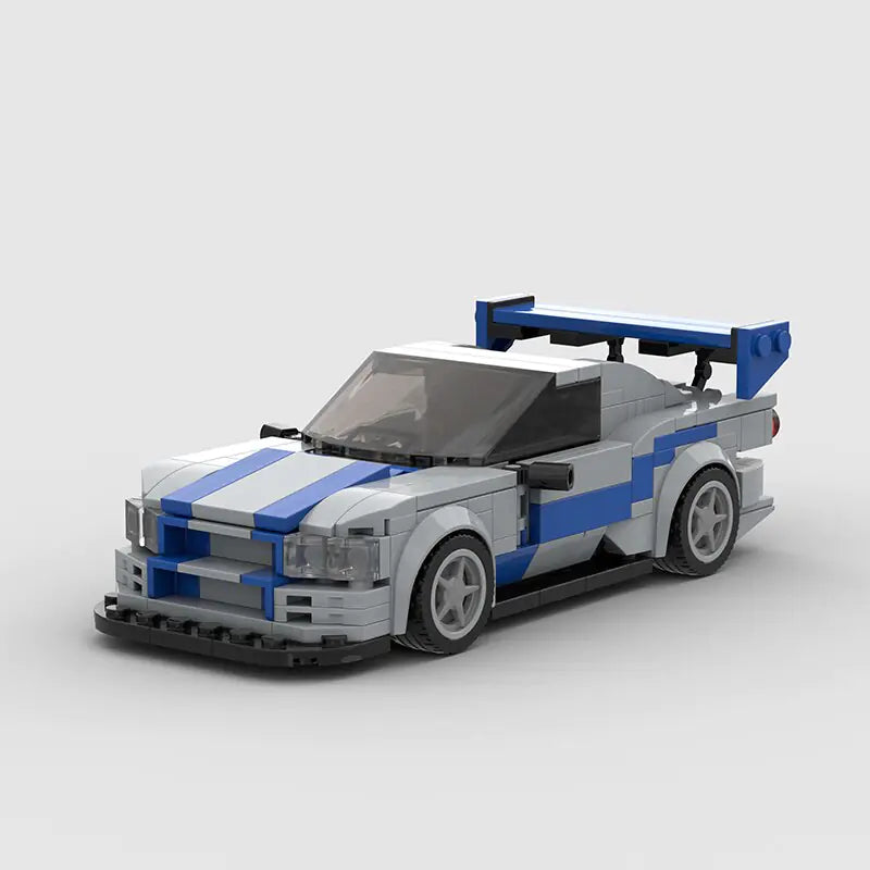 Lego Paul Walker Nissan Skyline GTR R34 Building Blocks Model Car Mini Auto Blocks
