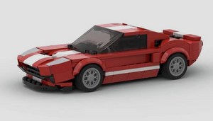 Red and White Ford GT building block lego toy car