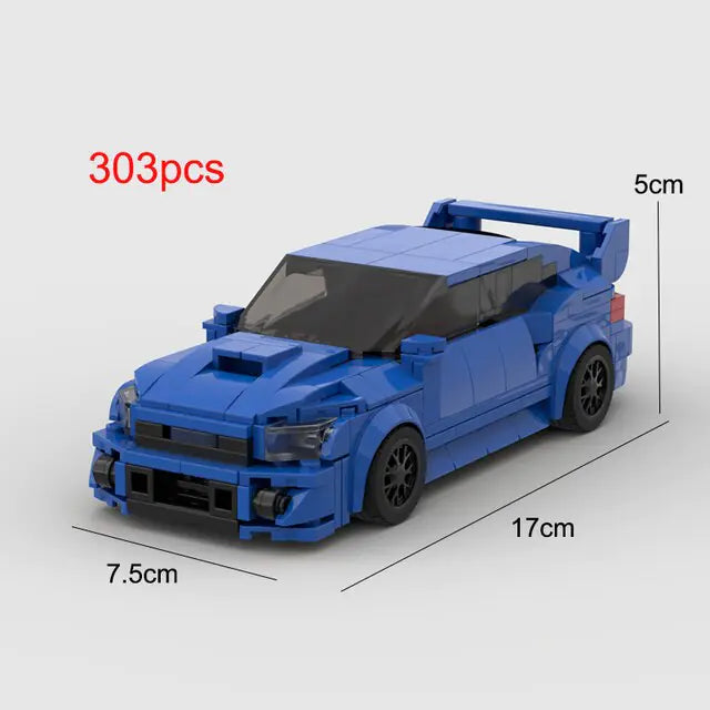 Blue Subaru WRX STI 303 pieces building block lego toy car