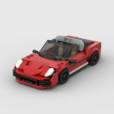 Red Porsche 911 Targa 4S block lego toy car with pdf instructions