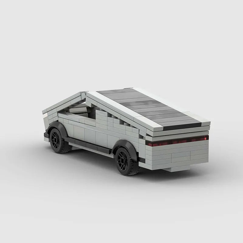 Silver Tesla Cyber Truck building block lego toy car with pdf instructions