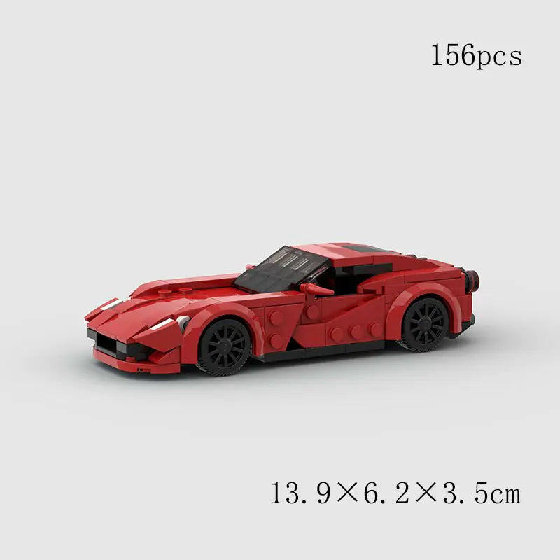 Red Ferrari F12 building block 156 piece lego toy car with measurements