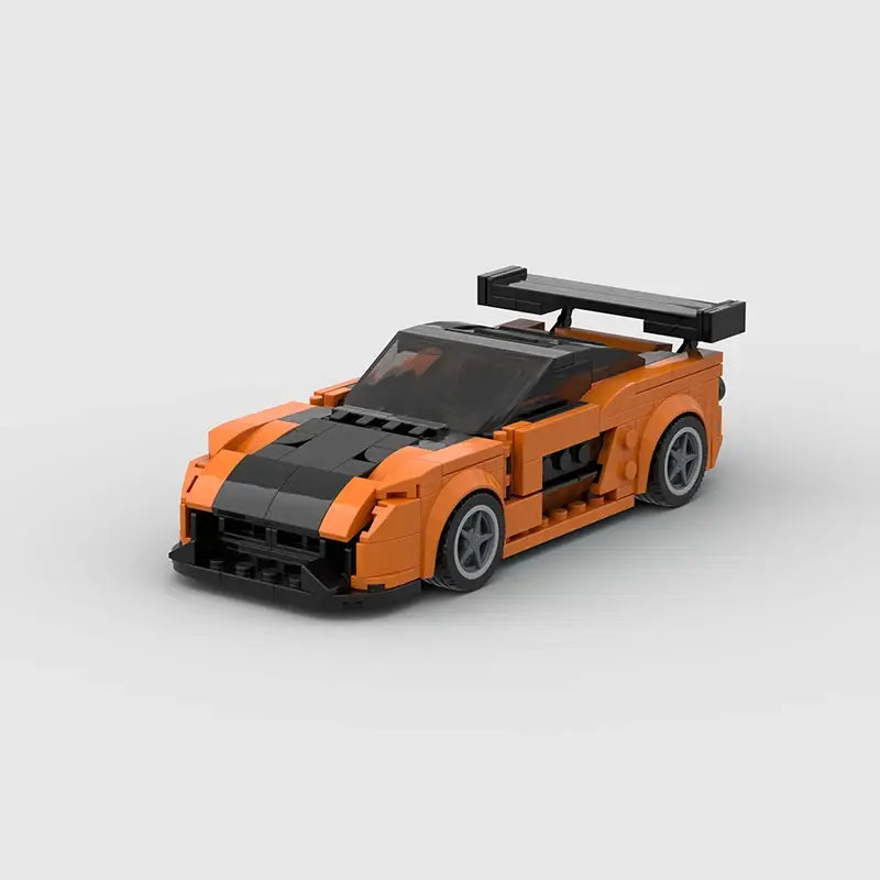 Orange Mazda Veilside RX7 building block lego toy car with pdf instructions