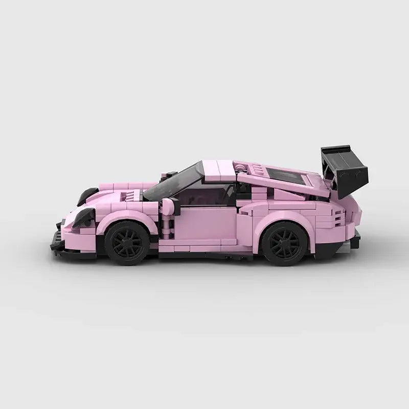 Pink Porsche 911 GT3-RS building block lego toy car with pdf instructions