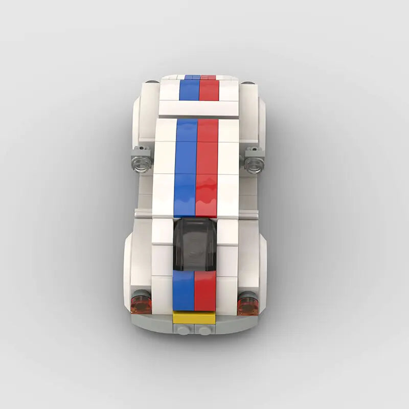 Striped Volkswagen Beetle building block lego toy car with pdf instructions