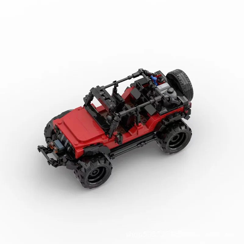 Red Jeep Wrangler building block lego toy car with pdf instructions