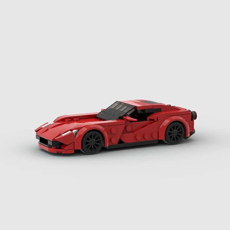 Red Ferrari F12 building block lego toy car with pdf instructions