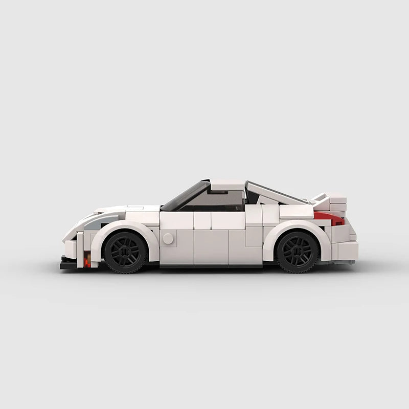 White Nissan 350Z building block lego toy car with pdf instructions