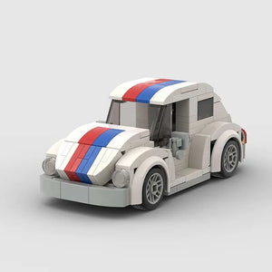 Striped Volkswagen Beetle building block lego toy car with pdf instructions