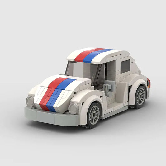 Striped Volkswagen Beetle building block lego toy car with pdf instructions