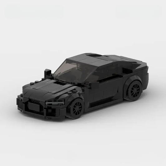 Black Audi RS7 building block toy car with PDF instructions