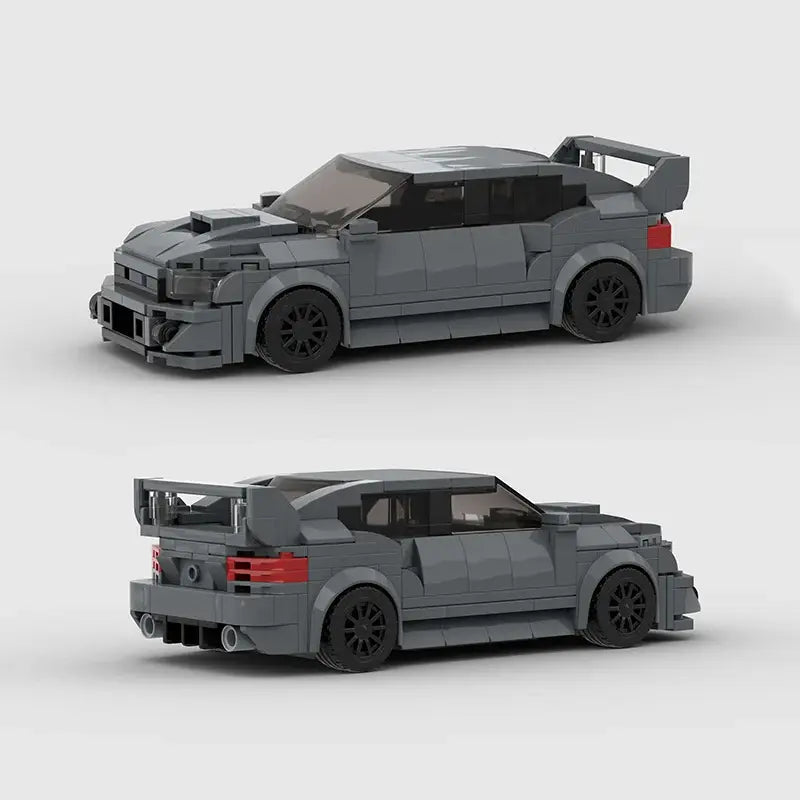 Grey Subaru WRX STI building block lego toy car with pdf instructions