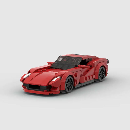 Red Ferrari F12 building block lego toy car with pdf instructions