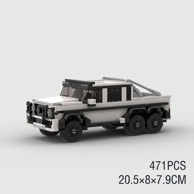 White Mercedes-AMG G63 6x6 471 piece building block lego toy car