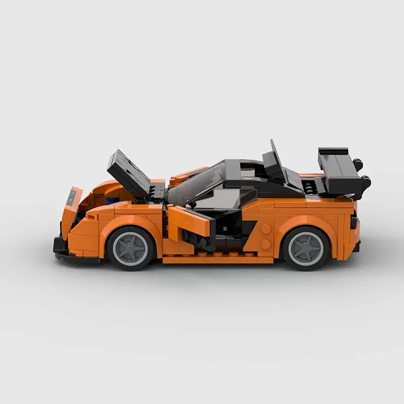 Orange Mazda Veilside RX7 building block lego toy car with pdf instructions