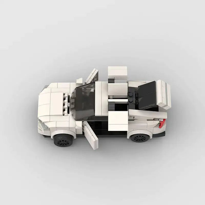 White Tesla Model 3 building block lego toy car with pdf instructions