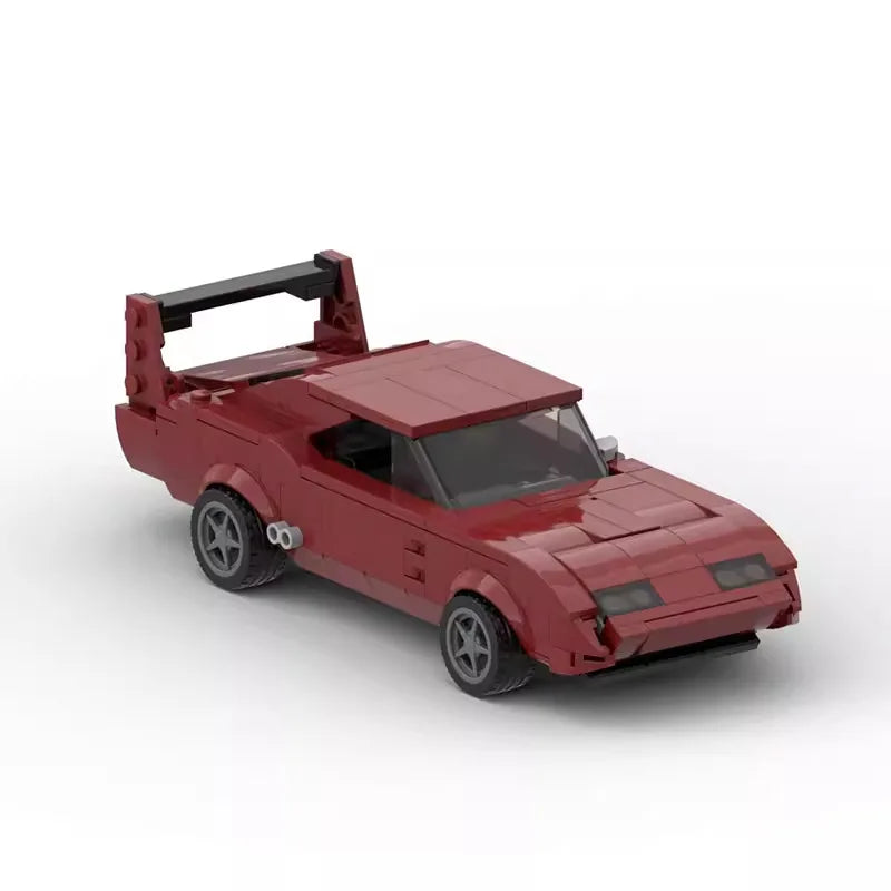 Red Dodge Charger Daytona building block lego toy car with pdf instructions