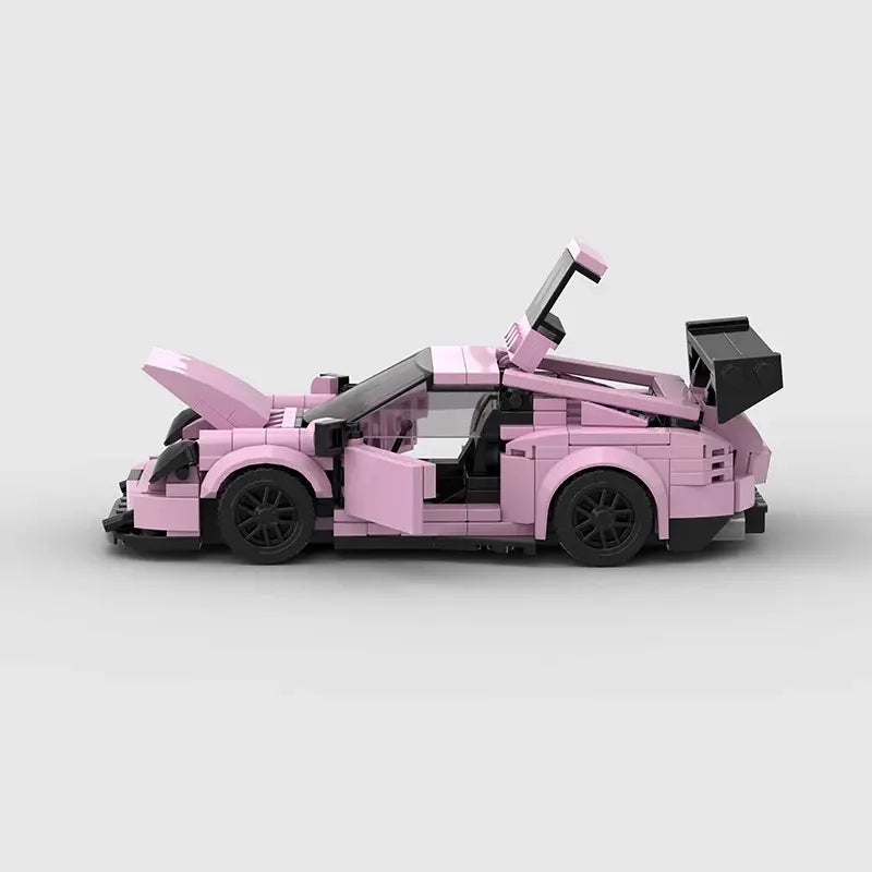 Pink Porsche 911 GT3-RS building block lego toy car with pdf instructions