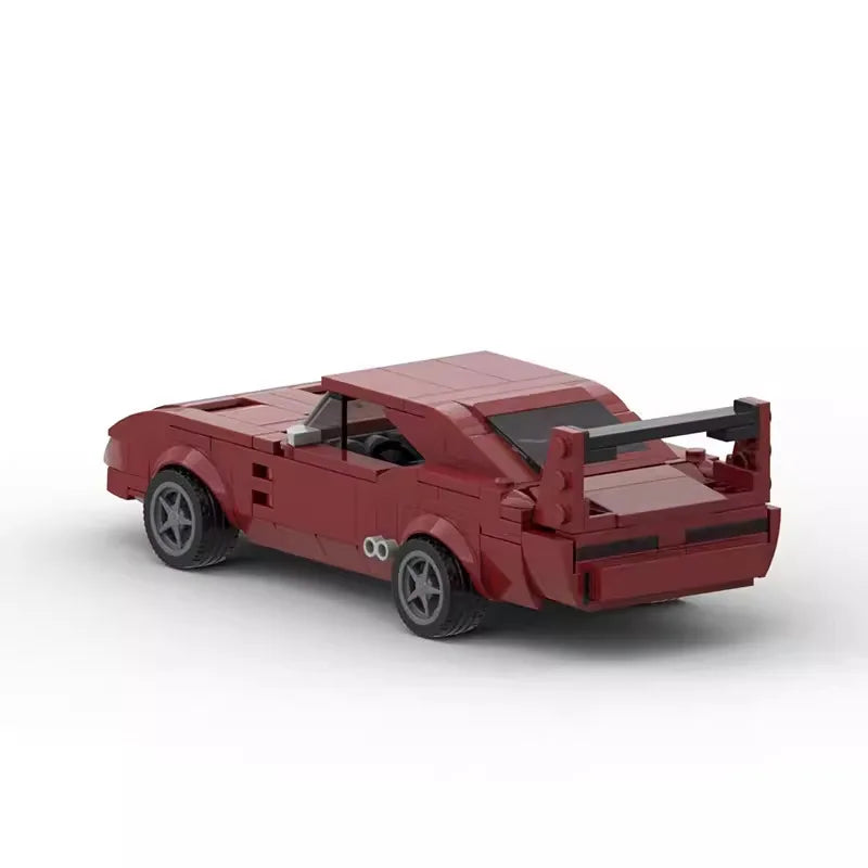 Red Dodge Charger Daytona building block lego toy car with pdf instructions