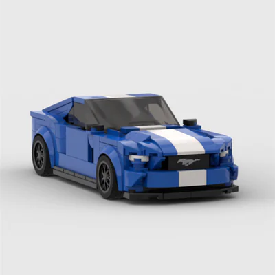 Blue and White Ford Mustang building block lego toy car