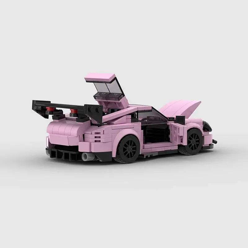 Pink Porsche 911 GT3-RS building block lego toy car with pdf instructions