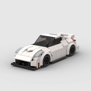 White Nissan 350Z building block lego toy car with pdf instructions