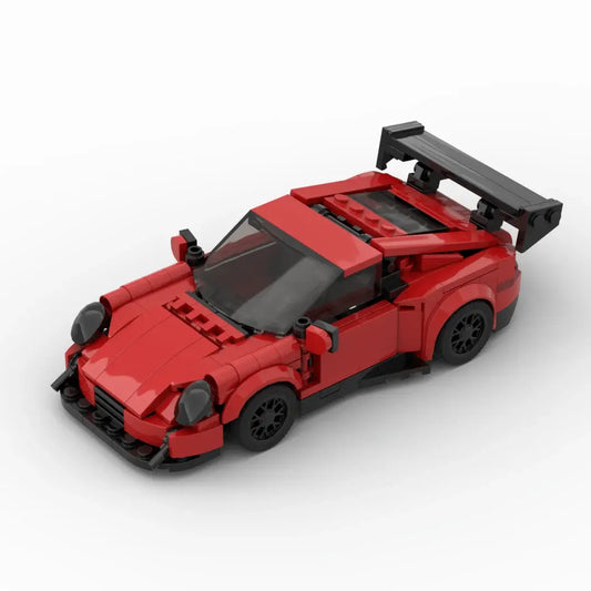 Red Porsche 911 GT3-RS building block lego toy car with pdf instructions