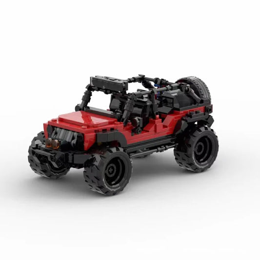 Red Jeep Wrangler building block lego toy car with pdf instructions