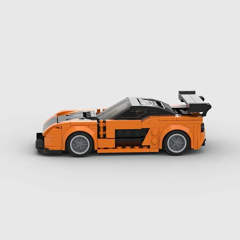 Orange Mazda Veilside RX7 building block lego toy car with pdf instructions