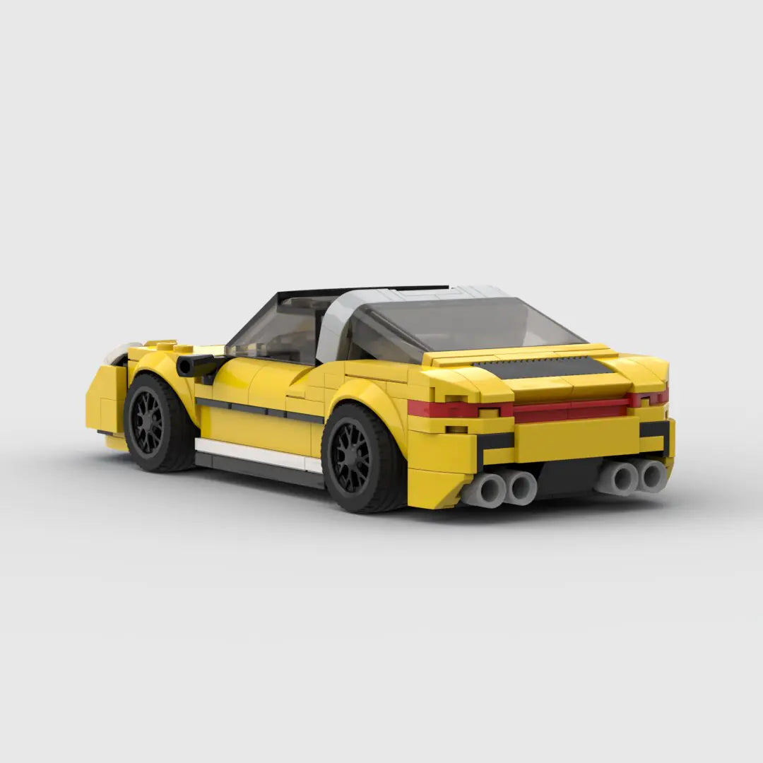 Yellow Porsche 911 Targa 4S block lego toy car with pdf instructions