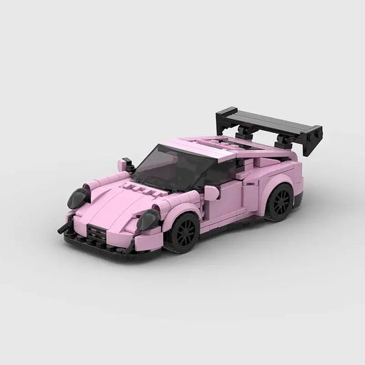 Pink Porsche 911 GT3-RS building block lego toy car with pdf instructions