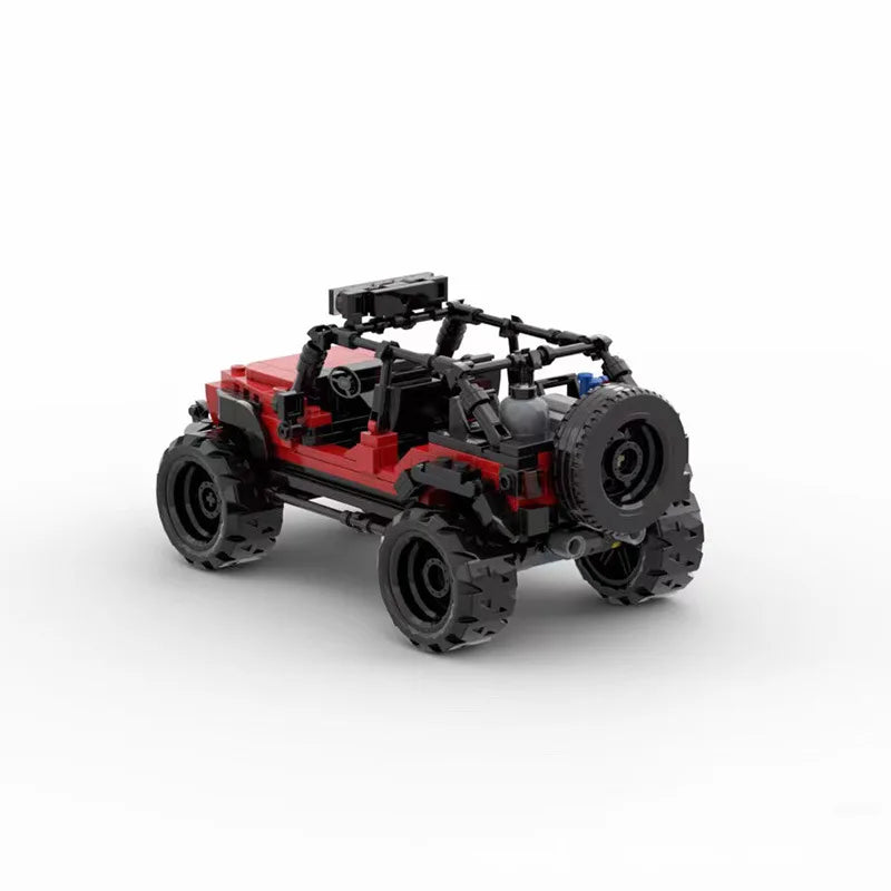 Red Jeep Wrangler building block lego toy car with pdf instructions