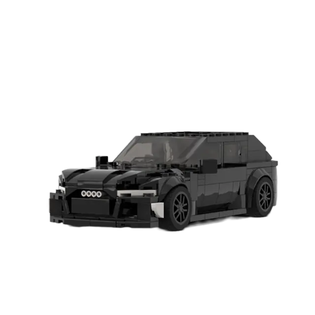 Black Audi RS6 Avant 301 piece building block toy car with PDF instructions