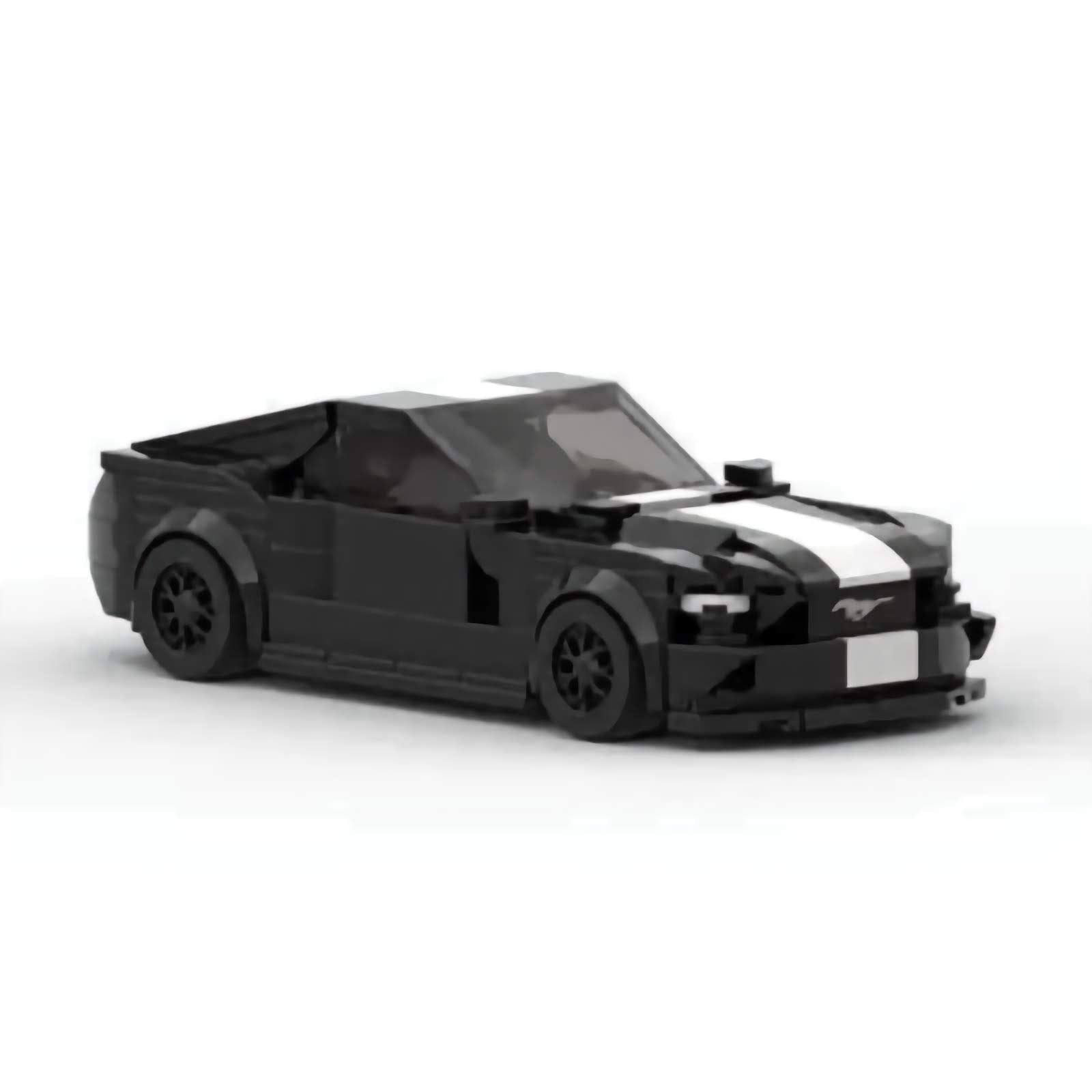 Black and White Ford Mustang building block lego toy car