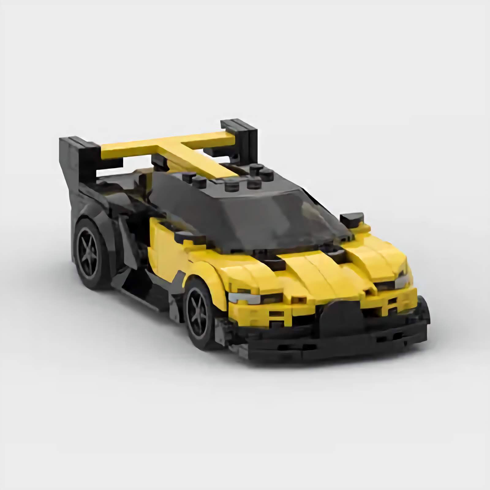 Yellow Bugatti Vision GT building block toy car with PDF instructions