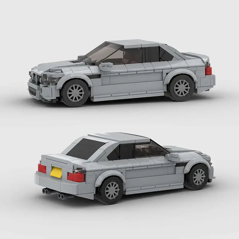 Blue BMW M3 E46 building block lego toy car with pdf instructions