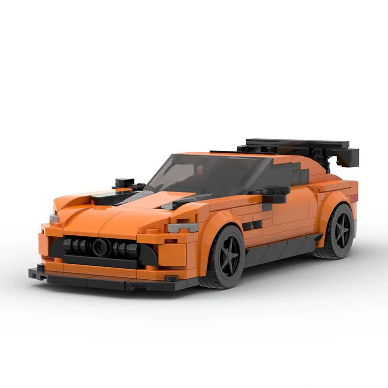 Orange Mercedes-Benz AMG GT building block lego toy car with pdf instructions