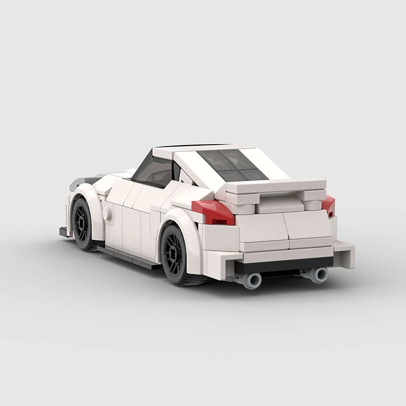 White Nissan 350Z building block lego toy car with pdf instructions