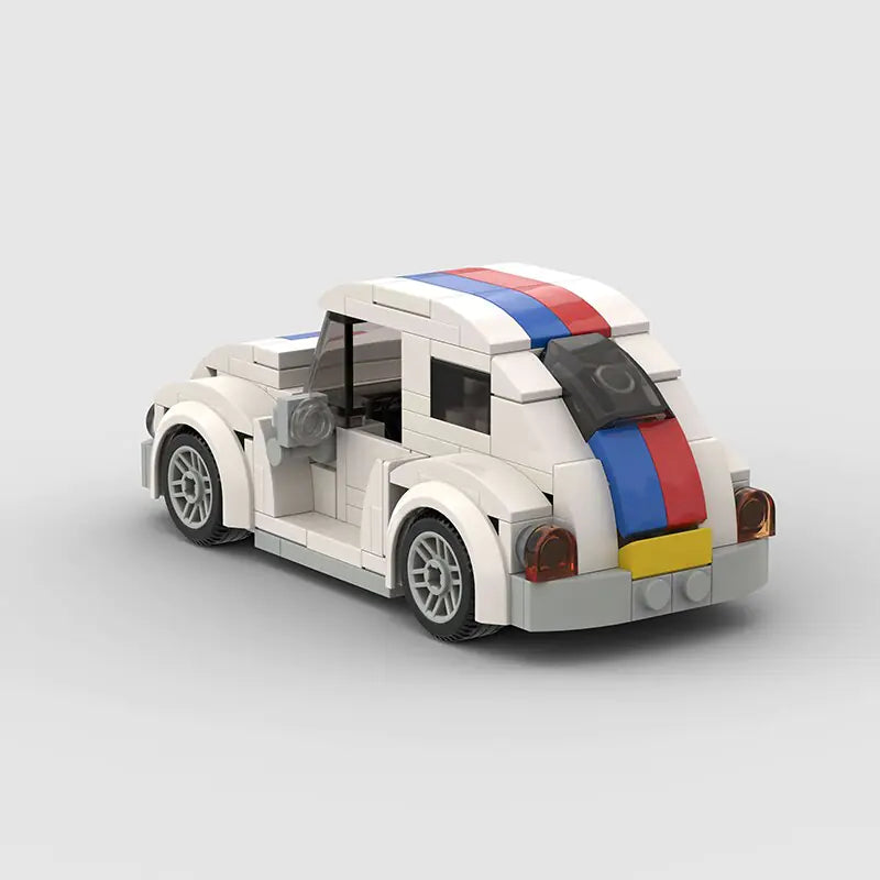 Striped Volkswagen Beetle building block lego toy car with pdf instructions