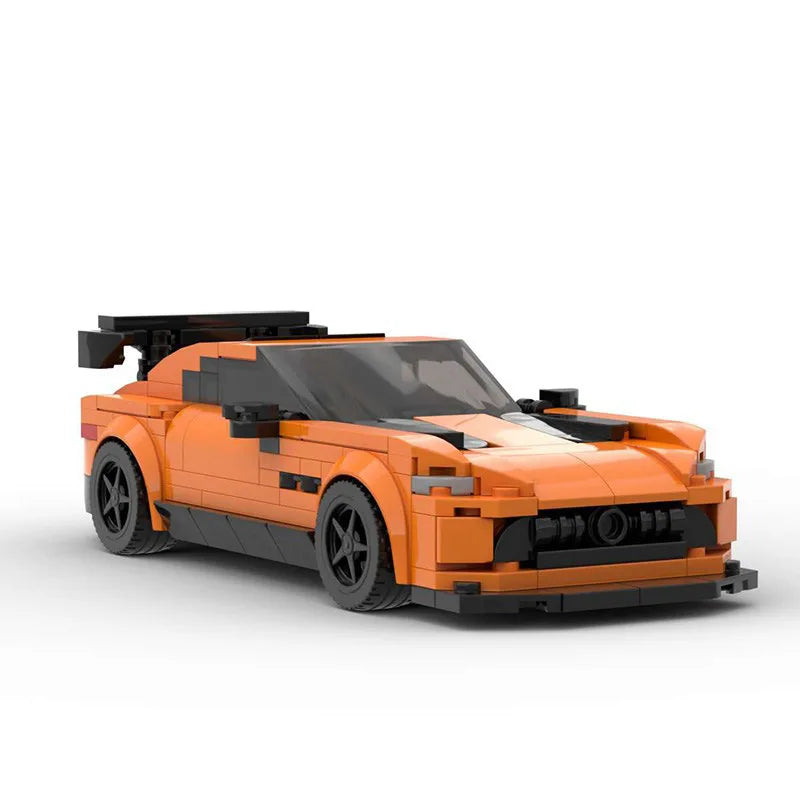 Orange Mercedes-Benz AMG GT building block lego toy car with pdf instructions