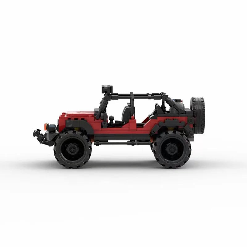 Red Jeep Wrangler building block lego toy car with pdf instructions