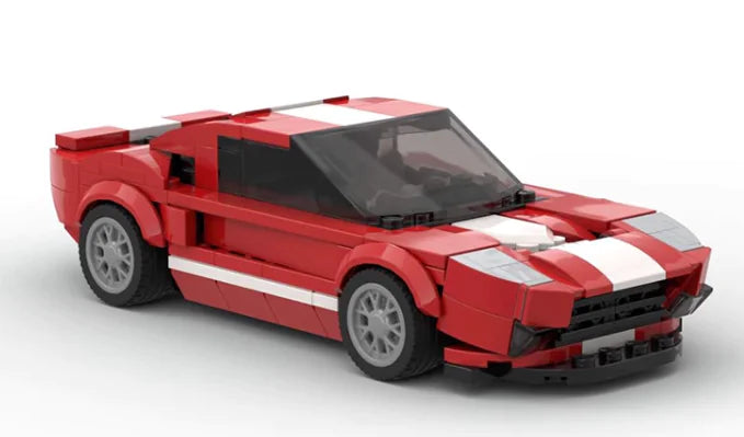 Red and White Ford GT building block lego toy car