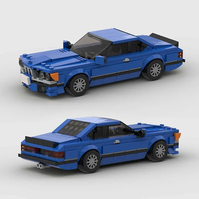 Blue BMW 635CSi building block lego toy car with pdf instructions