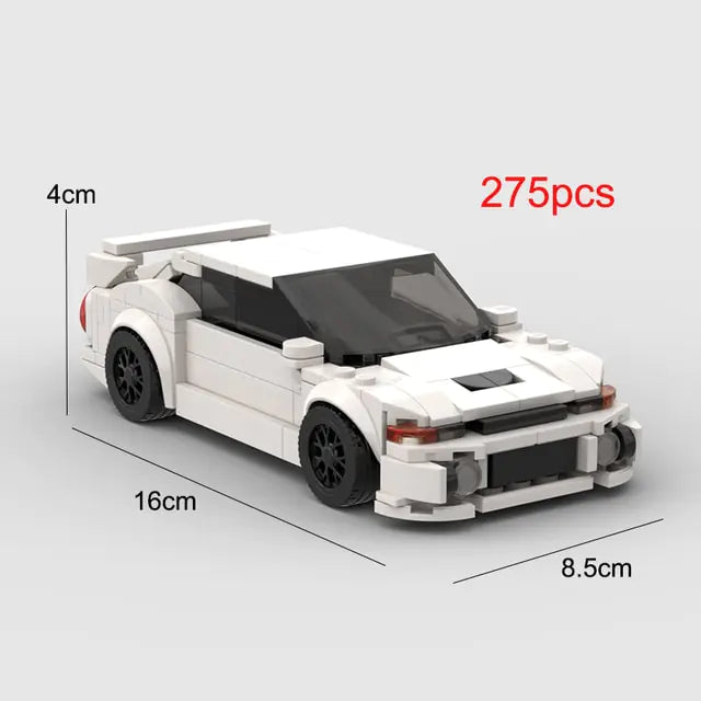 White Mitsubishi Lancer EVO 5 275 piece building block lego toy car