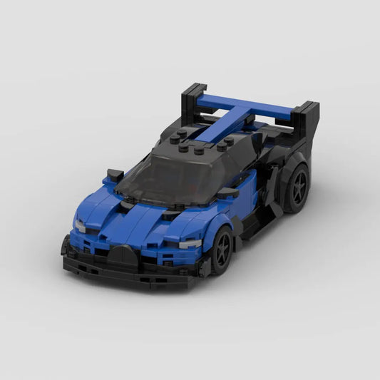 Blue and Black Bugatti Vision GT building block toy car with PDF instructions