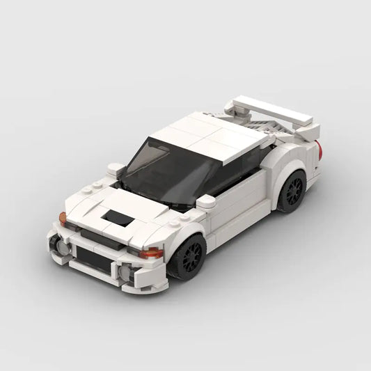 White Mitsubishi Lancer EVO 5 building block lego toy car