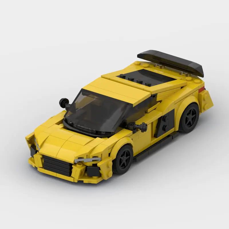 Yellow Audi R8 building block toy car