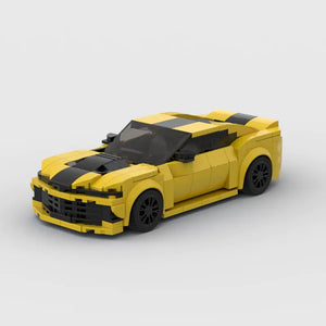 Yellow Chevrolet Camaro building block lego toy car with PDF instructions