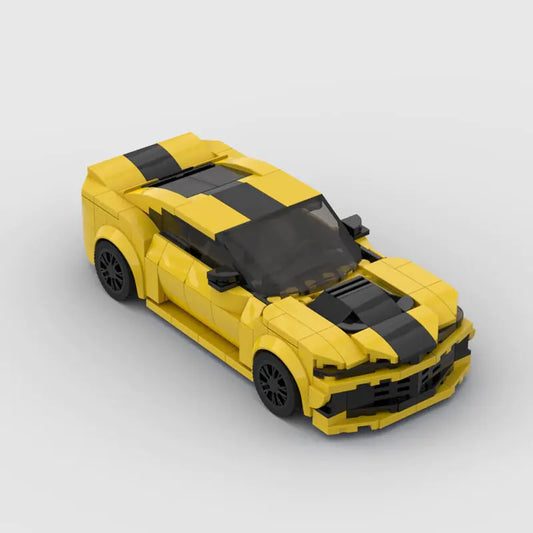 Yellow Chevrolet Camaro building block lego toy car with PDF instructions