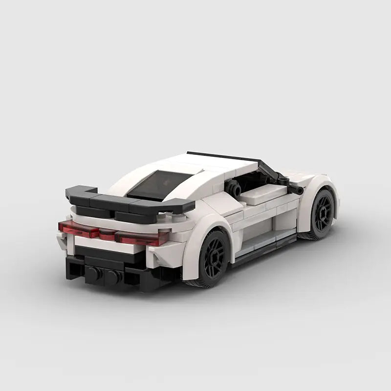 White Bugatti Chiron building block toy car with PDF instructions